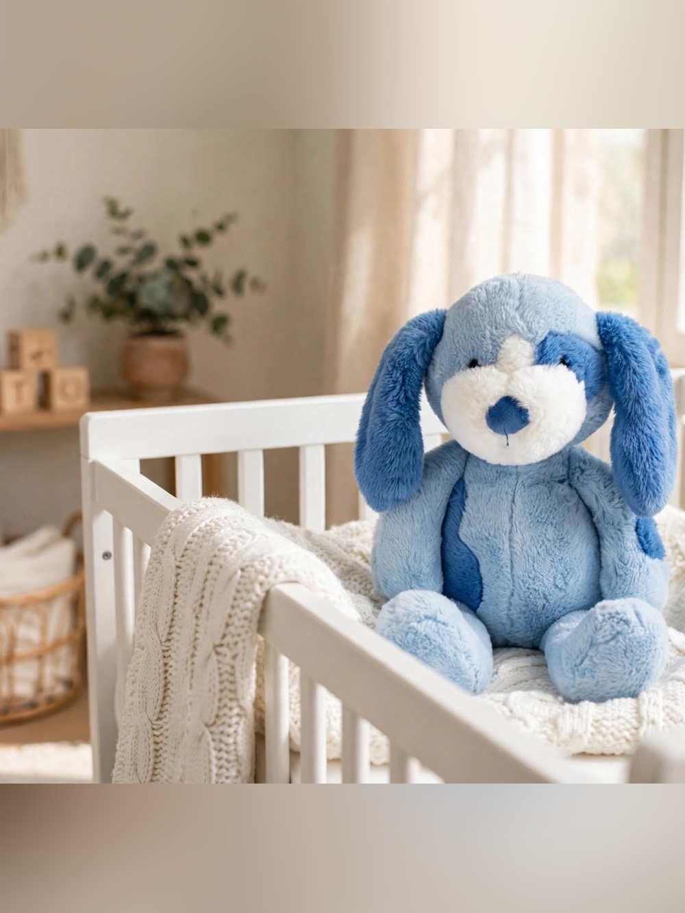 Walmart Kid Connection Blue Spots Puppy Dog 17" Stuffed Animal Plush Floppy Ears